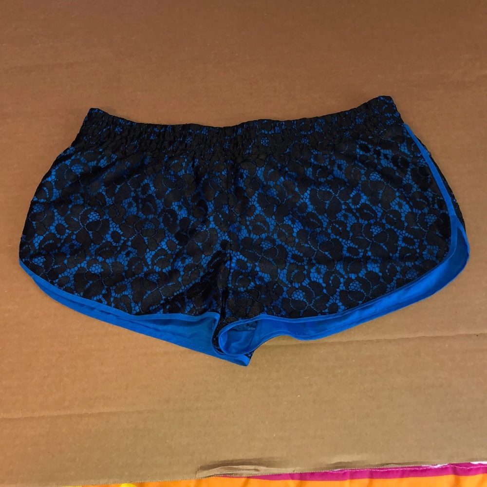 Blue and Black Lace Shorts By Princess Vera Wang